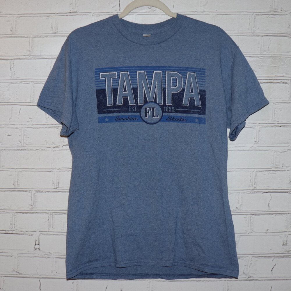 🌞 Tampa Graphic Tee – Sunshine State Print – Blue – Size M